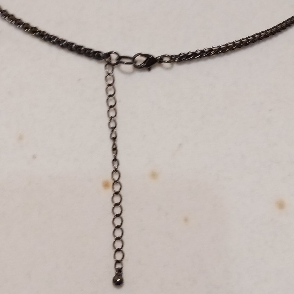 Hand Crafted Gun Metal Chain and Rhinestone Multi Layer Necklace - Picture 9 of 11